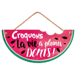 Les Tr&eacute;sors De Lily [Q7102] - Puidust tahvel 'Messages' roosa roheline (Arbuus - Naudime elu t&auml;iel rinnal!) - 26x12 cm Heleroosa
