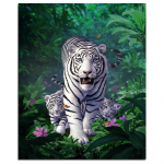 White Tiger Family 5D DIY teemantmaaling t&auml;isringi teemanttikandid 20X30CM