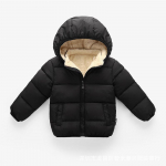 YUBAOBEI laste talvejope beebipoistele t&uuml;drukule, soe pluss sametine paks kapuutsiga jope 2T must