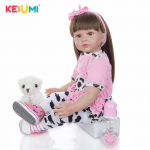 Uus disain KEIUMI Reborn Dolls Babies 60 cm Elutruu printsess Boneca Reborns pikkade juustega DIY m&auml;nguasi lastele s&uuml;nnip&auml;evaks j&otilde;ulukingitus 24 inch pruun