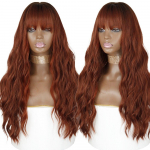 XINRAN Long Water Wave s&uuml;nteetilised parukad tukkidega Naturaalne laineline oranž parukas naistele Cosplay parukad Kuumakindlad kiudparukad