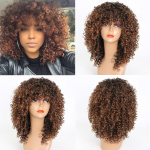 MERISIHAIR l&uuml;hikeste juustega must lokkis parukas tukkidega must naiste Aafrika s&uuml;nteetiline pruun liimita Cosplay parukas k&otilde;rge temperatuuriga