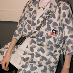 Vintage s&auml;rk Naiste mood, suvine Korea stiilis n&ouml;&ouml;biga s&auml;rk L&uuml;hikeste varrukatega, s&uuml;damekujulise tr&uuml;kiga lahtised vabaaja pluusid S sinine