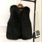 S&uuml;gis- ja talvine naiste vest moe naaritsa karusnahast vest pluss plush paks pl&uuml;&uuml;s vest jakk M must