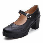 Naiste Mary Jane Pumps Ehtsast nahast lambanahast k&otilde;rged kontsad Elegantsed Retro kandilised &uuml;mara varba platvormiga naiste kingad 38 must