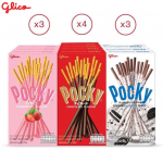 Glico Pocky Happiness Combo komplekt A, &scaron;okolaadi ja maasika ning k&uuml;psiste ja kreemiga kaetud k&uuml;psisepulk, kokku 10 tk - Tai suupiste 10 pcs