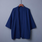 Moodne suvine tavaline v&auml;rviline mantel Jaapani kimonokardigan kimono haori naisele, mees, avar &otilde;huke must pealisr&otilde;ivas One Size safiir