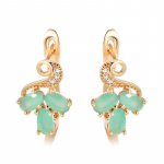 Kinel Green Stone Rose Gold Color Inglise k&otilde;rvar&otilde;ngad naistele roosa kuldne v&auml;rv