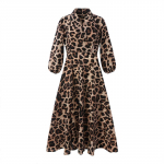 VONDA kevadine naiste Leopardimustriline peo&otilde;htu Elegantne pikkade varrukatega V-kaelusega avar pikk kleit S kohv
