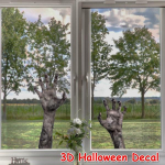 Uus kummitusk&auml;si zombie Halloweeni seinakleebis &otilde;udusklaasist aknast elutoa magamistoa seinakleebis