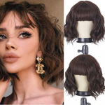 MISS PARUK Naiste moodne l&uuml;hike laineline parukas koos tukkidega S&uuml;nteetilisest kiust Puhast valge laineline parukas Cosplay Halloweeni peor&otilde;ivad 2-33