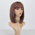 MISS PARUK Naiste l&uuml;hike sirge Bob Brown parukas s&uuml;nteetilisest kiust &otilde;lgade pikkusega Naturaalne pruun igap&auml;evane parukas
