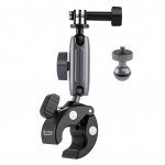 TELESIN GPHBM001 jalgratta juhtraud Super Clamp Mount alumiiniumsulamist Dual 360 kraadi p&ouml;&ouml;ratav kuulpea must