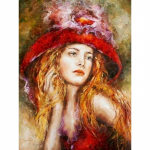 Teemantkunsti maaliv naine suure m&uuml;tsiga Teemantikandiga mosaiikkividest portree teosed Full Round 20x30CM