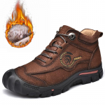 Meeste matkasaapad k&otilde;rge &uuml;laosaga nahast pl&uuml;&uuml;sist puuvillased v&auml;lisjalatsid, suur suurus 39-46 40 pruun