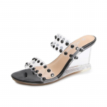 Rhinestone sandaalid naiste suvised uued seksikad kristallist l&auml;bipaistvad k&otilde;rge kontsaga kingad kontsa kiilud 1098 seeria 6 cm LFD 34 must