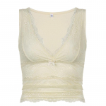 Naiste pitsrihm Vest Varrukateta aluspesu Splice Tank Tops Pluus Topid V-kaelusega rihmaga pitsist &otilde;mmeldud vest S