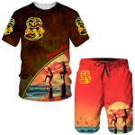 Suvine Cobra Kai 3D-prindiga T-s&auml;rk/l&uuml;hikesed p&uuml;ksid/&uuml;likond Meeste lahe l&uuml;hikeste varrukatega sportlik komplekt vabaaja hip-hopi spordir&otilde;ivad 2-osaline spordidress S