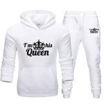 Armastaja dressidressiga dressipluus QUEEN KING paariline dressipluus Suures suuruses kapuuts Riided Naiste kapuuts, kaheosaline L white