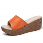 Suvine nahast n&otilde;lv naiste sussidega, paksu tallaga, k&otilde;rge kontsaga sandaalid, k&otilde;rge kontsaga naiste kingad 35 oranž