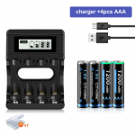 CITYORK 1,5 V AAA laetav liitiumaku 1200 mWh + 4 pesa LCD indikaatorlaadija 2A 3A liitiumioonaku USB laadija