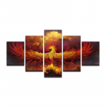 Seinakunst 5 t&uuml;kki Fire Phoenix Bird Pictures Elutoa l&otilde;uend Abstraktne maal Modulaarne HD tr&uuml;kitud plakat Magamistoa sisekujundus 20x35cm*2 20x45cm*2 20x55cm*1