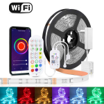 RGB 5050 SMD LED-ribavalgusti Tuya WIFI-rakendus RGB-kontroller Paindlik lindiga neoonlamp kodu j&otilde;ulukaunistusega lamp EL-pistikuga 1M-EU Plug