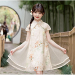 Uus Hiina stiilis Qipao Hanfu kleit t&uuml;drukutele: Ideaalne nii traditsiooniliseks kui klassikaks 110cm aprikoosi