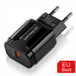 Quick Charge 3.0 USB laadija QC 3.0 18W kiirlaadimisadapter seina mobiiltelefoni laadija iPhone'i jaoks Samsung Xiaomi Huawei Oneplus EU Black
