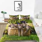 Armas kassi voodipesukomplekt Teki ja padjap&uuml;&uuml;riga &uuml;heinimesevoodi t&auml;issuuruses loomamustriga voodipesu, mida saab pesta lukuga &uuml;limugav voodipesu DE 100x135cm