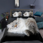 3D lemmiklooma kassi voodipesu komplekt Magamistoa kassi mustriga tekikate Padjap&uuml;&uuml;r voodipesu &uuml;heinimesevoodi t&auml;issuuruses 2/3 t&uuml;kki mikrokiust AU Double 180x210cm