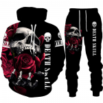 Isiksus gooti pealuu 3D prindiga kapuutsiga p&uuml;kste komplekt meeste/naiste naljakas Halloweeni t&auml;navar&otilde;ivaste riietus&uuml;likond hiphop 2-osaline spordidress S