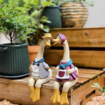 Cartoon Couple Duck Resin Dekoratsioon loominguline kodu, magamistuba, elutuba, aed, sisehoovi kunstiteosed 9*8*6.5cm