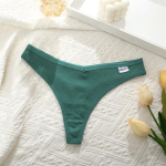 FINETOO seksikas puuvillane naiste stringid V-v&ouml;&ouml;kohaga aluspesu naistele hingav mugavus, pehme G-stringiga intiimne pesu 13 v&auml;rvi 1Pc roheline
