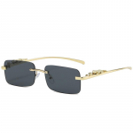 Moodne &auml;&auml;risteta ruudukujuline p&auml;ikeseprill Meeste br&auml;ndi disain Isikup&auml;rastatud leopardipea kaunistus Reisimise p&auml;ikeseprillid