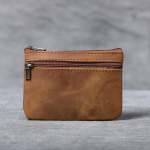 Esimene kiht veisenahast mini v&auml;ike vahetuskaardihoidja Uus retro k&auml;sitsi valmistatud nahast juhiluba kott m&uuml;nt lukuga kott &otilde;huke kotid rahakott L pruun