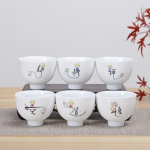 6 tk Hiina stiilis sinisest ja valgest portselanist keraamiline teekomplekt Teetass K&auml;sitsi maalitud teetass Kohvi Veinitopsid Joogitarbed A 5x6cm 90ml 6pcs