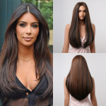 EASIHAIR pikad pruunid segatud s&uuml;nteetilised parukad naistele Keskosa sirged Cosplay parukad Naturaalsetest juustest parukas Kuumakindel kiust parukas