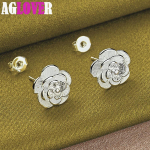 925 Sterling Silver Rose Flowers Stud K&otilde;rvar&otilde;nga Ehted