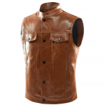 Meeste vabaaja mitme taskuga seisva kaelaga mood trendi nahkvest mantel, suur moepunk 4XL