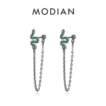 MODIAN Fashion musta v&auml;rvi Snake Stud k&otilde;rvar&otilde;ngad 925 Sterling h&otilde;bedane pikk tutiga v&otilde;luk&otilde;rvar&otilde;ngad naistele H&uuml;poallergeensed ehted h&otilde;be