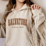 Unisex HoodieSalvatore Alates 1864. aastast Hoodie Mystic Falls Hoodie Vampire Diaries Jumper Vintage TVD Damon Stefani f&auml;nnide kingitus Unisex vintage kapuutsid L