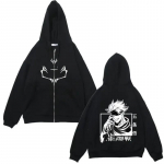 Anime T&otilde;mblukuga jakid Jujutsu Kaisen Print Pusad Satoru Gojo Print fliisist kapuutsid Manga vabaaja mantlid T&auml;navar&otilde;ivad Y2K riided L