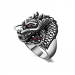 Isikup&auml;rastatud meeste titaanist terasest teemants&otilde;rmus Retro liialdatud punaste silmadega draakoni s&otilde;rmus 8