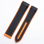 Pehme kummist kellarihm Omega rihmaga Seamaster 300 Planet Ocean 600 kumera otsaga kellarihm must oranž 20 mm 22 mm kuukella rihm Black orange edge 22mm with logo&Silver buckle