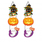 2 tk/komplekt Halloweeni ukse rippuvad sildid Spooky Ghost Pumpkin Design Selge mustriga rippuvad sildid siseruumides ja v&auml;litingimustes B