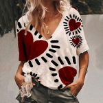 Fashion Love Naiste T-s&auml;rk V-kaelusega l&uuml;hikeste varrukatega naisteriided Suvine vabaaja t-s&auml;rk avar T-s&auml;rk T&uuml;drukutele Pullover XL