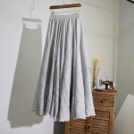 Naiste kahekihiline linane maksiseelik, plisseeritud vintage Boho Maxi pikk vabaaja puuvillane rannaseeliku kleit 85cm