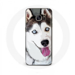 &Uuml;mbris Samsung Galaxy S7 Edge White Siberian Husky Blue Eyes jaoks