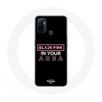 Coque pour Oppo A53 Blackpink in Your Area Logo Rose Fond Noir